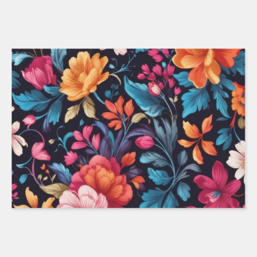 Feuille De Papier Cadeau Impression florale (Devant 3)