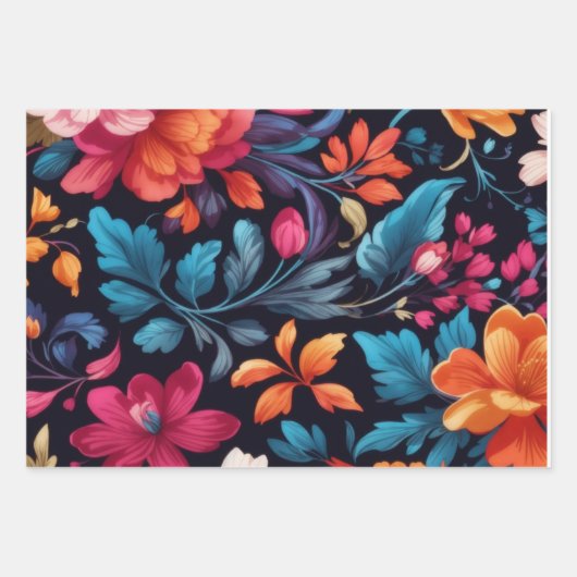 Feuille De Papier Cadeau Impression florale (Devant 2)