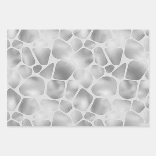 Feuille De Papier Cadeau Impression Giraffe Bleue Argent (Devant 2)