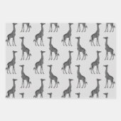 Feuille De Papier Cadeau Impression Giraffe Bleue Argent (Devant)