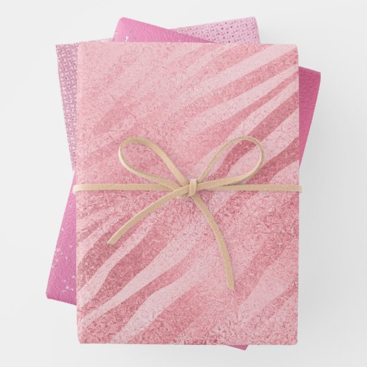 Feuille De Papier Cadeau Impression Glam Pink Zebra (En situation)