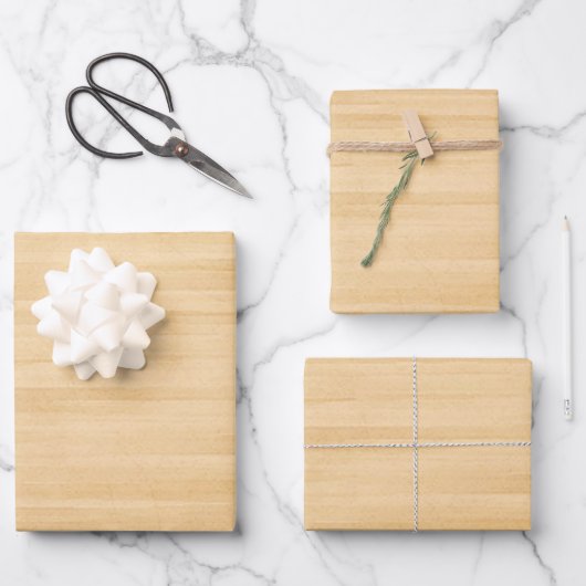 Feuille De Papier Cadeau Impression numérique en bois clair (Recto)