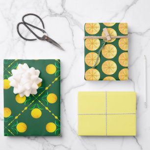 Feuille De Papier Cadeau Impression numérique graphique de fruits d'agrumes