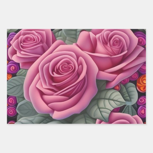 Feuille De Papier Cadeau Imprimante magnifique pastel victorien rose rose (Devant 2)