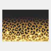 Feuille De Papier Cadeau Imprimé de léopard pailleté or chic (Devant 2)