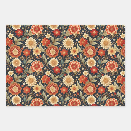 Feuille De Papier Cadeau Indian Floral Pattern (Devant 2)