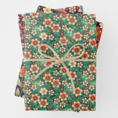Feuille De Papier Cadeau Indian Floral Pattern (En situation)