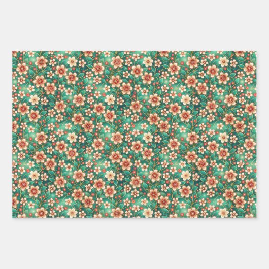 Feuille De Papier Cadeau Indian Floral Pattern (Devant)