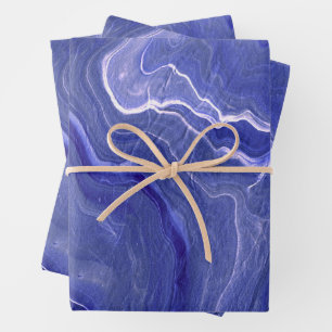 Feuille De Papier Cadeau Indigo Violet Agate Marbre Abstraction