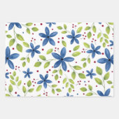 Feuille De Papier Cadeau Indigo Waterolor Floral Bouquet Motif (Devant)
