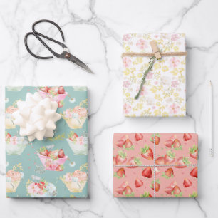 Feuille De Papier Cadeau Infirmière Fleur sauvage de campagne à la fraise