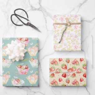 Feuille De Papier Cadeau Infirmière Fleur sauvage de campagne à la fraise