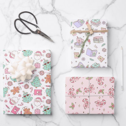 Feuille De Papier Cadeau Infirmière Noël (Recto)