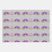Feuille De Papier Cadeau Inséparables violets (Devant 2)