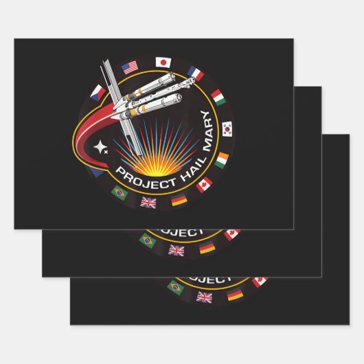 Feuille De Papier Cadeau Insigne de mission spatiale (Lot)