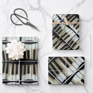 Feuille De Papier Cadeau Instruments de musique pour piano clavier noir et 