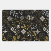 Feuille De Papier Cadeau Intricate floral pattern with gold and white  (Devant)