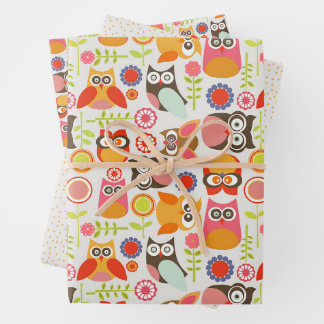 Feuille De Papier Cadeau Invitation d'anniversaire de chouette mignonne Hoo