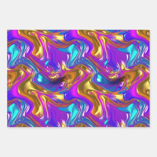 Feuille De Papier Cadeau Iridescente Liquid Chrome Effet Design (Devant 2)