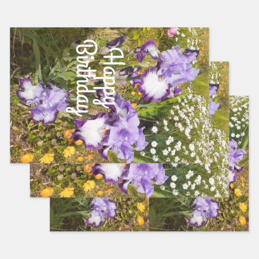 Feuille De Papier Cadeau Iris Iris Lavande Florale Fleur Violet (Lot)