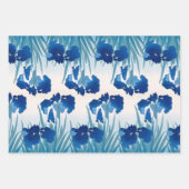 Feuille De Papier Cadeau Irises bleues et Turquoises (Devant)