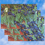 Feuille De Papier Cadeau Irises de Vincent van Gogh, Jardin Vintage<br><div class="desc">Irises (1889) de Vincent van Gogh est une peinture vintage à fleurs de paysage de post impressionnisme d'art, représentant un jardin aux iris à barbe violet poussant par des pavots orange. Une seule fleur d'iris blanc fleurit au bord. À propos de l'artiste : Vincent Willem van Gogh (1853-1890) fut l'un...</div>