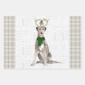 Feuille De Papier Cadeau Irish Wolfhound Christmas Chien et Plaid (Devant)