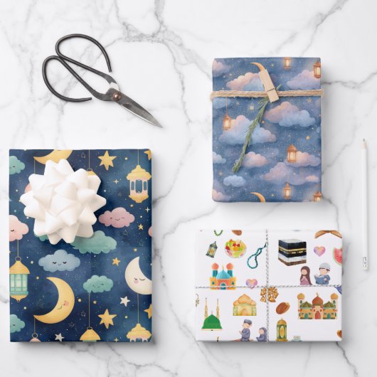Feuille De Papier Cadeau Islamic Baby Gift Wrap Set 3 Cute Designs (Recto)