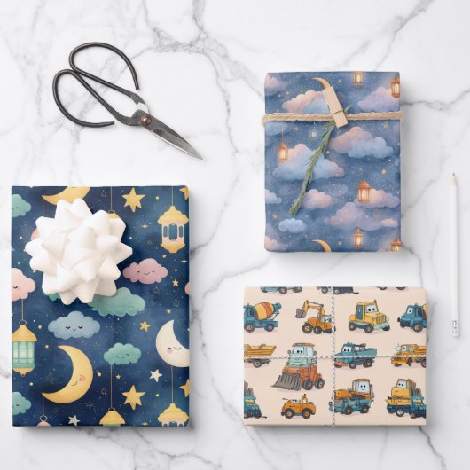 Feuille De Papier Cadeau Islamic Baby Gift Wrap Set 3 Cute Designs (Recto)