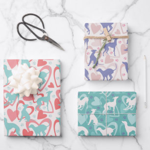 Feuille De Papier Cadeau Italien greyhound Hearts Paw mignonne Chien Love M