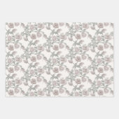 Feuille De Papier Cadeau Ivory Rose, Sage Stripe & Dusty Blue Trellis (Devant)