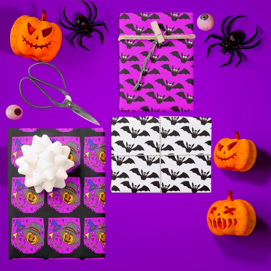 Feuille De Papier Cadeau Jack O. Lantern chauves-souris Halloween Party vio