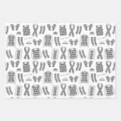 Feuille De Papier Cadeau Jacquard Illustration Gris Rouge et Bleu (Devant)