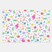 Feuille De Papier Cadeau J'Ai Besoin D'Espace UFO Rocket Planet Motif migne (Devant)