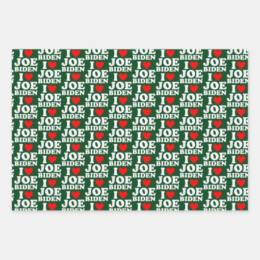 Feuille De Papier Cadeau J'aime Joe Biden | Joe Biden Heart Don (Devant 3)