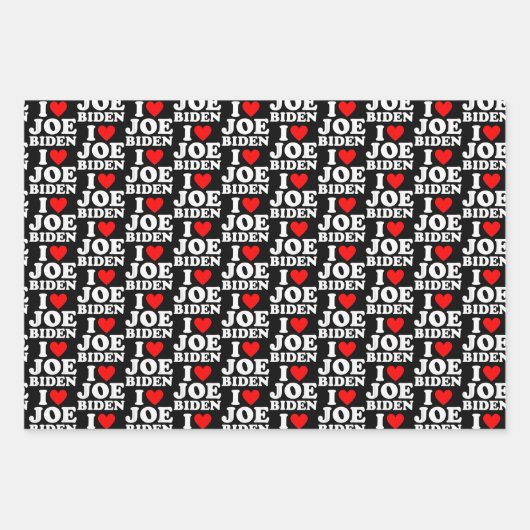 Feuille De Papier Cadeau J'aime Joe Biden | Joe Biden Heart Don (Devant)