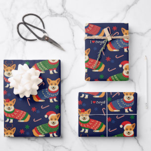 Feuille De Papier Cadeau J'aime le sucre de Noël de Corgis