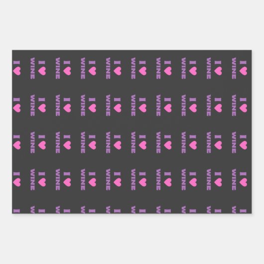 Feuille De Papier Cadeau J'Aime Le Vin, J'Aime Le Vin (Devant)