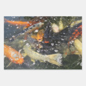 Feuille De Papier Cadeau Japonais Carpe Koi Poisson Natation (Devant 3)