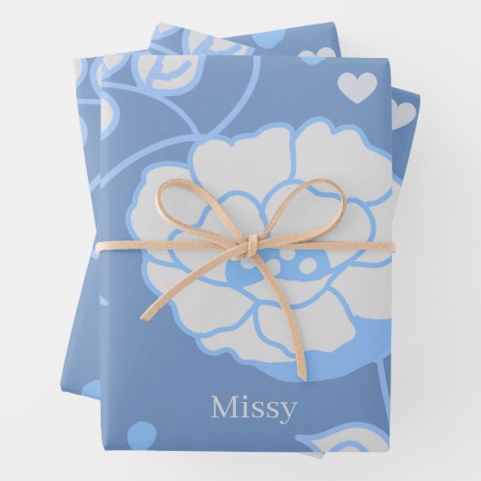 Feuille De Papier Cadeau Jardin Bleu (En situation)
