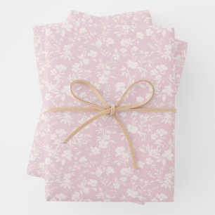 Feuille De Papier Cadeau Jardin Botanique Neutre - Rose Pâle