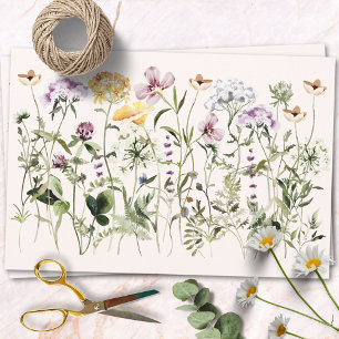Feuille De Papier Cadeau Jardin De Fleurs Sauvages Coloré À L'aquarelle
