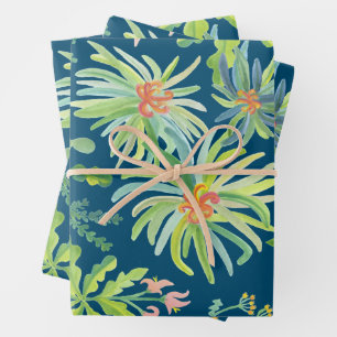 Feuille De Papier Cadeau Jardin de jungle aquarelle botanique floral