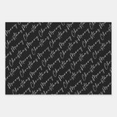 Feuille De Papier Cadeau Jardin de Noël noir moderne (Devant 2)