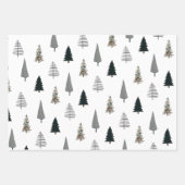 Feuille De Papier Cadeau Jardin de Noël noir moderne (Devant)