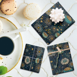 Feuille De Papier Cadeau Jardin de nuit vintage enchanté Floral