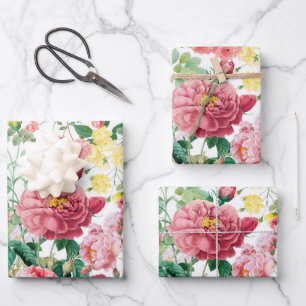 Feuille De Papier Cadeau Jardin de printemps Vintage Rose