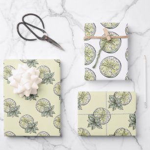 Feuille De Papier Cadeau Jardin d'été moderne aux agrumes à l'aquarelle