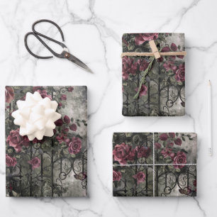 Feuille De Papier Cadeau Jardin gothique victorien Rose Motif