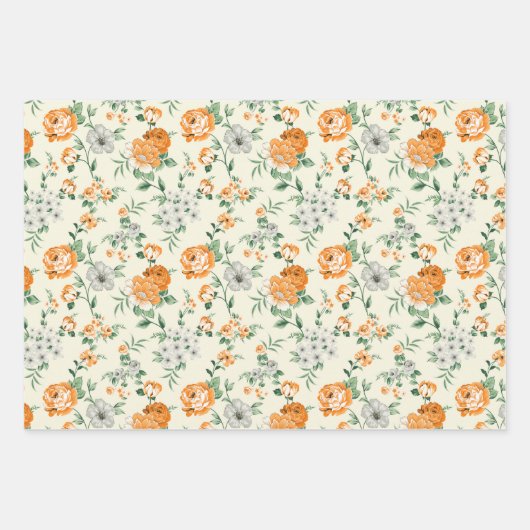 Feuille De Papier Cadeau Jardin Jaune doux motif floral (Devant)